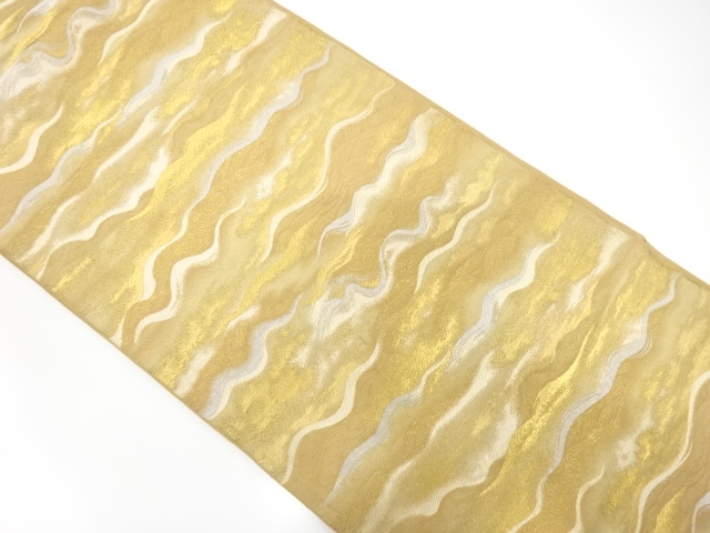 JAPANESE KIMONO / ANTIQUE FUKURO OBI / SILK / WOVEN WAVE